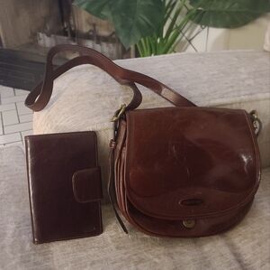 Oroton leather crossbody bag with & wallet